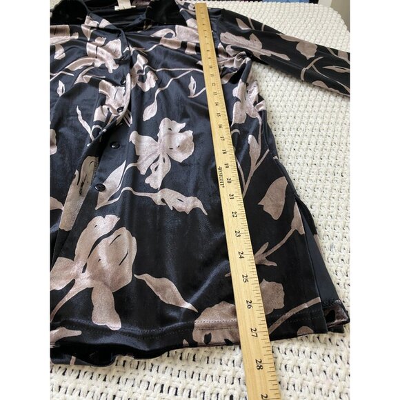 Vintage Joden Womens Velvet Floral Long Sleeve Button Up Top Size Medium Black - Picture 11 of 11